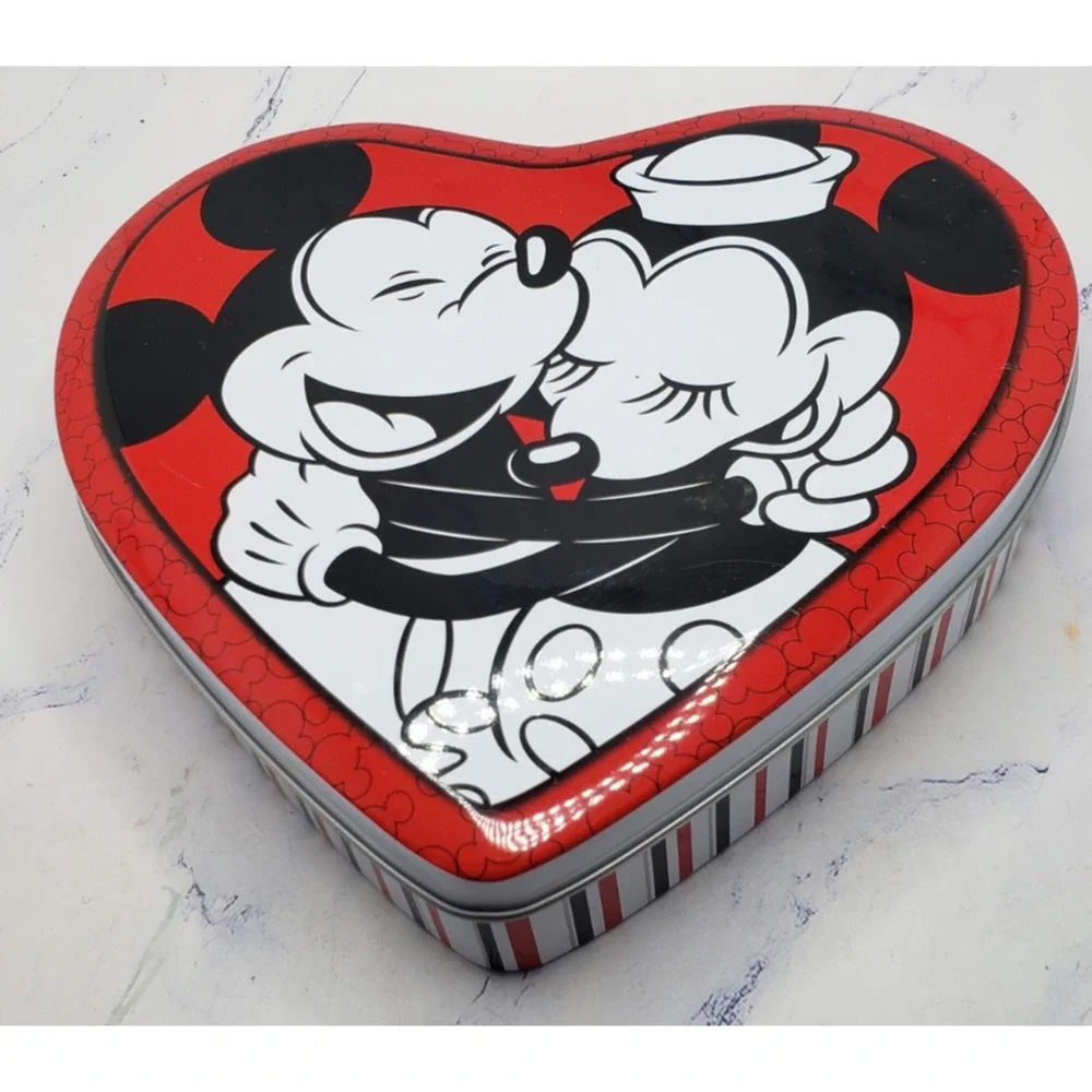 Disney Mickey & Minnie Mouse Valentine's Heart Shaped Collectible Tin Container - Picture 2 of 11